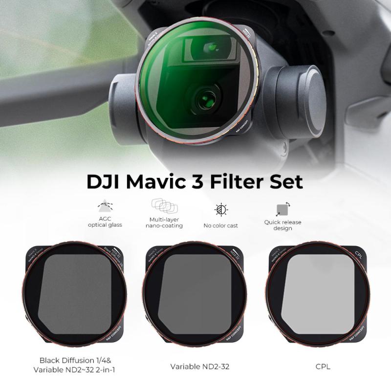 Zestaw 3 filtrów do drona DJI Mavic 3 / Mavic 3 Cine (CPL, VND2-5, VND2-5 Mist) K&F Concept