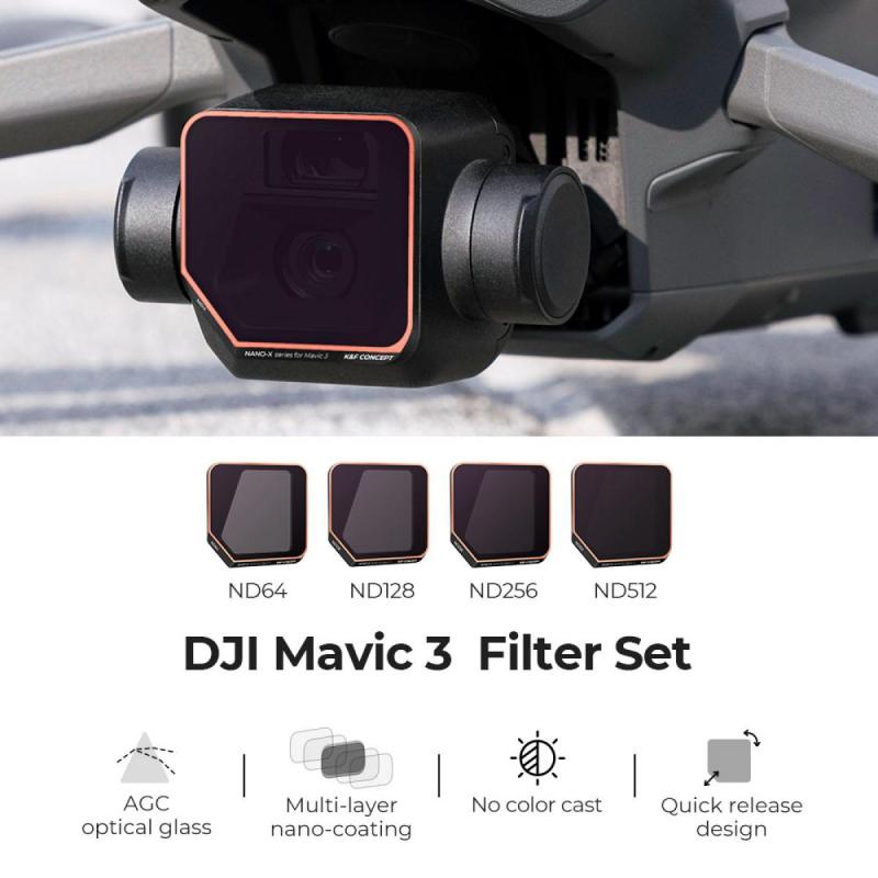 Zestaw 4 filtrów ND do drona DJI Mavic 3 / Mavic 3 Cine (ND64, ND128, ND256, ND512) K&F Concept