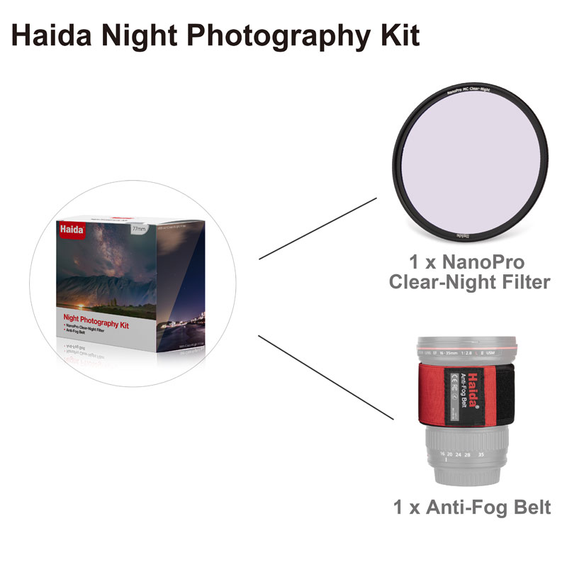       Zestaw nocny Haida z opaską grzewczą i filtrem Clear Night 72mm